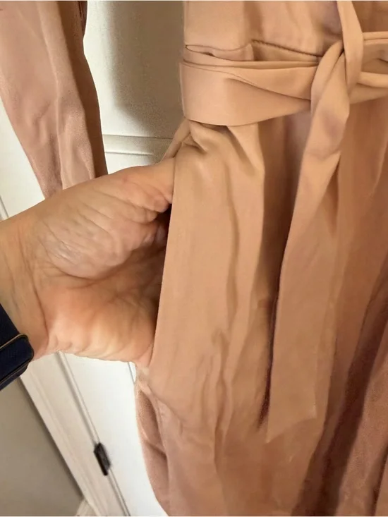 Reiss Elsa Blush Wide Leg Jumpsuit Belted V-Neck Long Sleeve Size 6 25270 - Picture 9 of 16